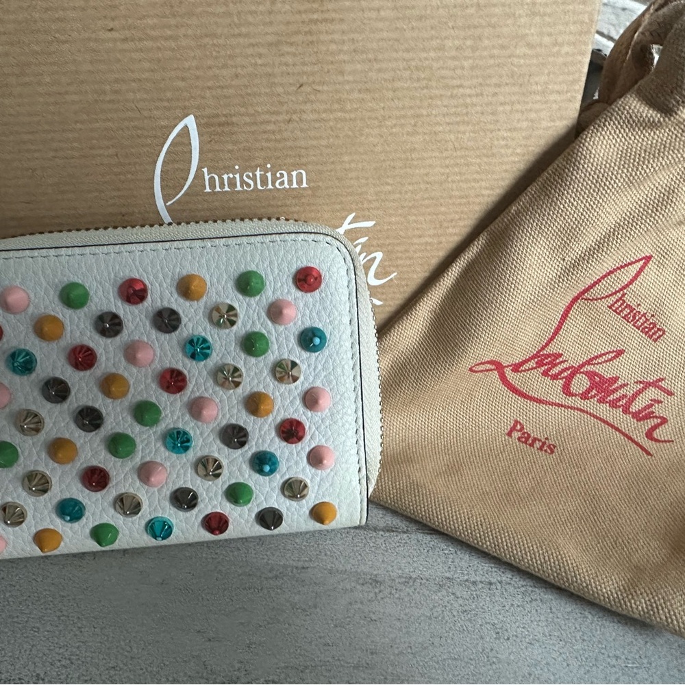 Christian Louboutin White Wallet with Multicolor Studs